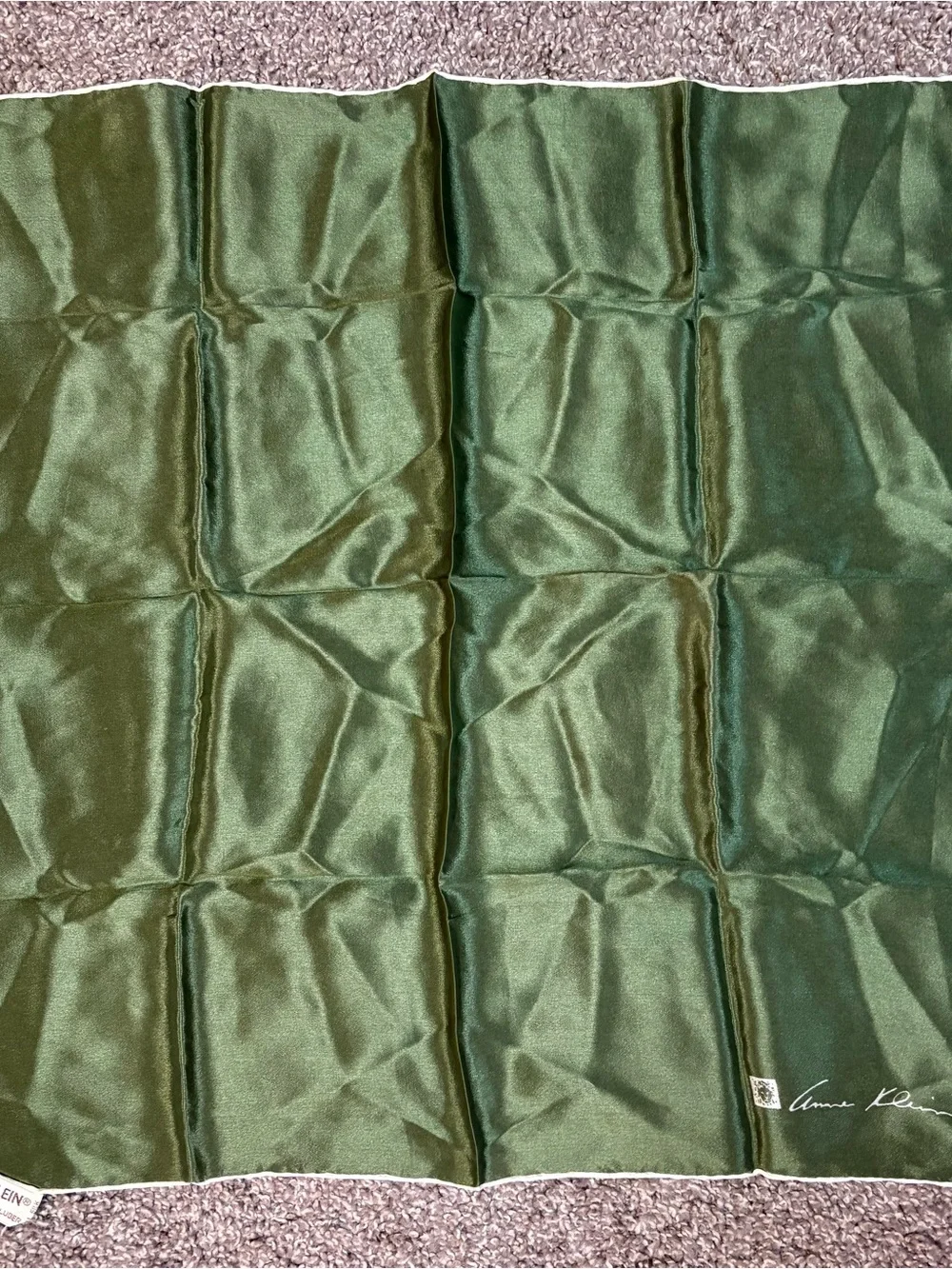 Anne Klein solid silk green scarf.